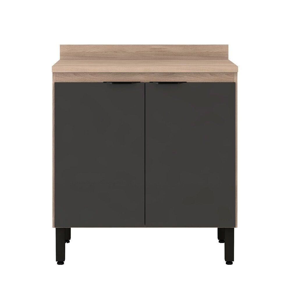 Balcão Firenze 80cm 2 Portas Com Tampo 93221 Demóbile Avena Touch E Grafito