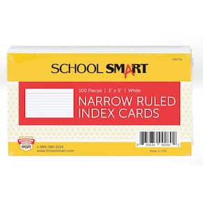 Cartões de índice School Smart Ruled White, pacote de 100 x 5 polegadas