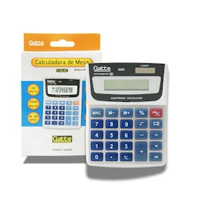 Calculadora de Mesa Cinza Big Display 08 Dígitos Solar + Bateria - Gatte | Escolar | Escritório | Calculos