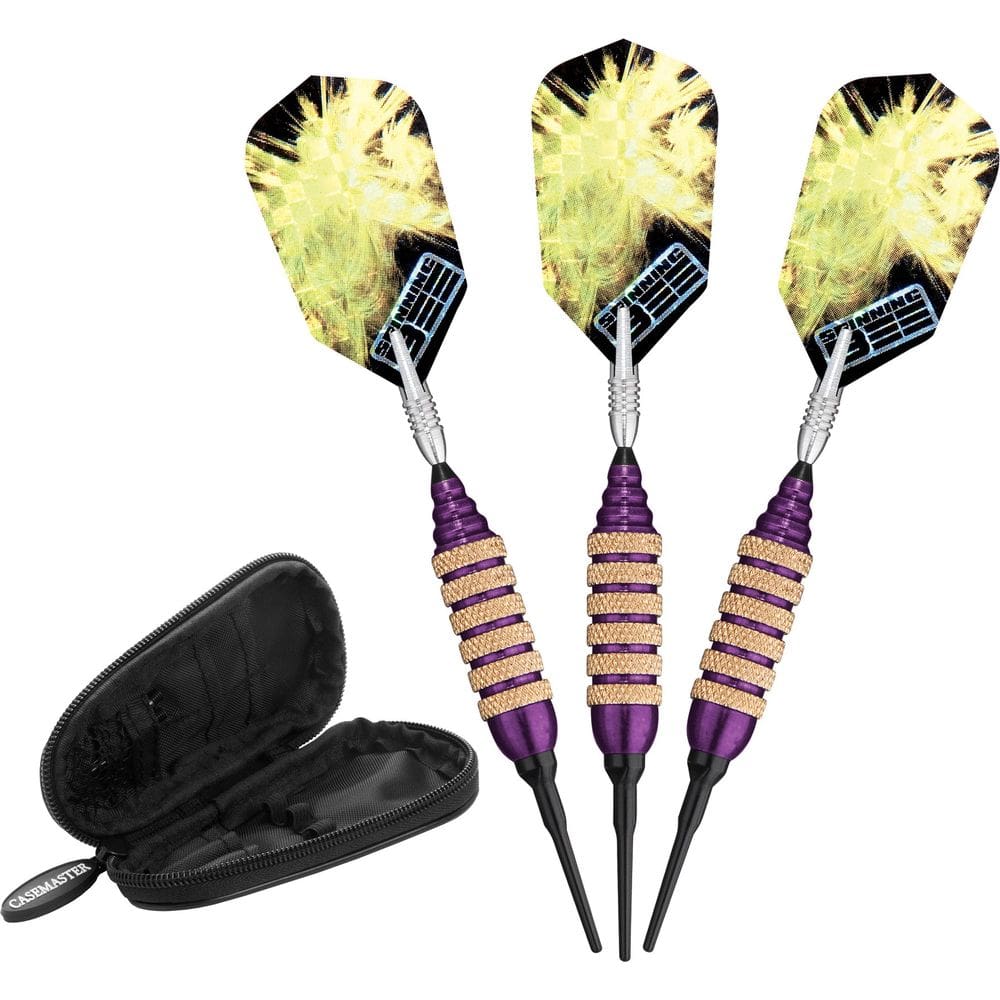 Darts Viper Spinning Bee Soft Tip 16 g com capa Casemaster roxa