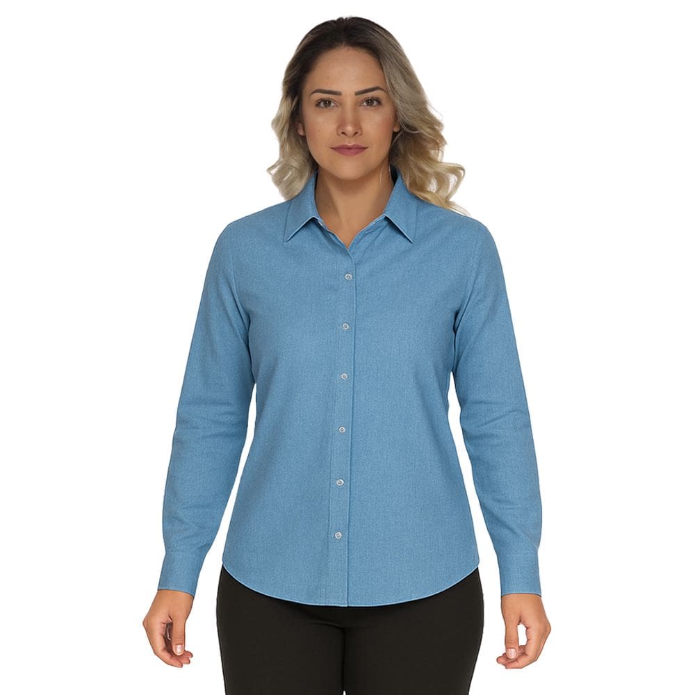 Camisa confort plus manga longa feminina