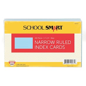 Index Cards School Smart Ruled, 5x8", azul, pacote com 100