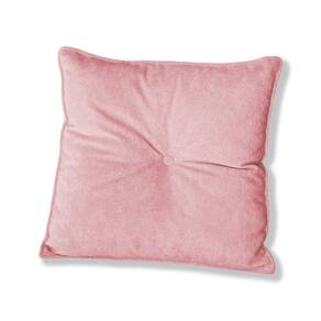 Almofada Quadrada Tina Com Botão Central Veludo - 7 Decor Rosa