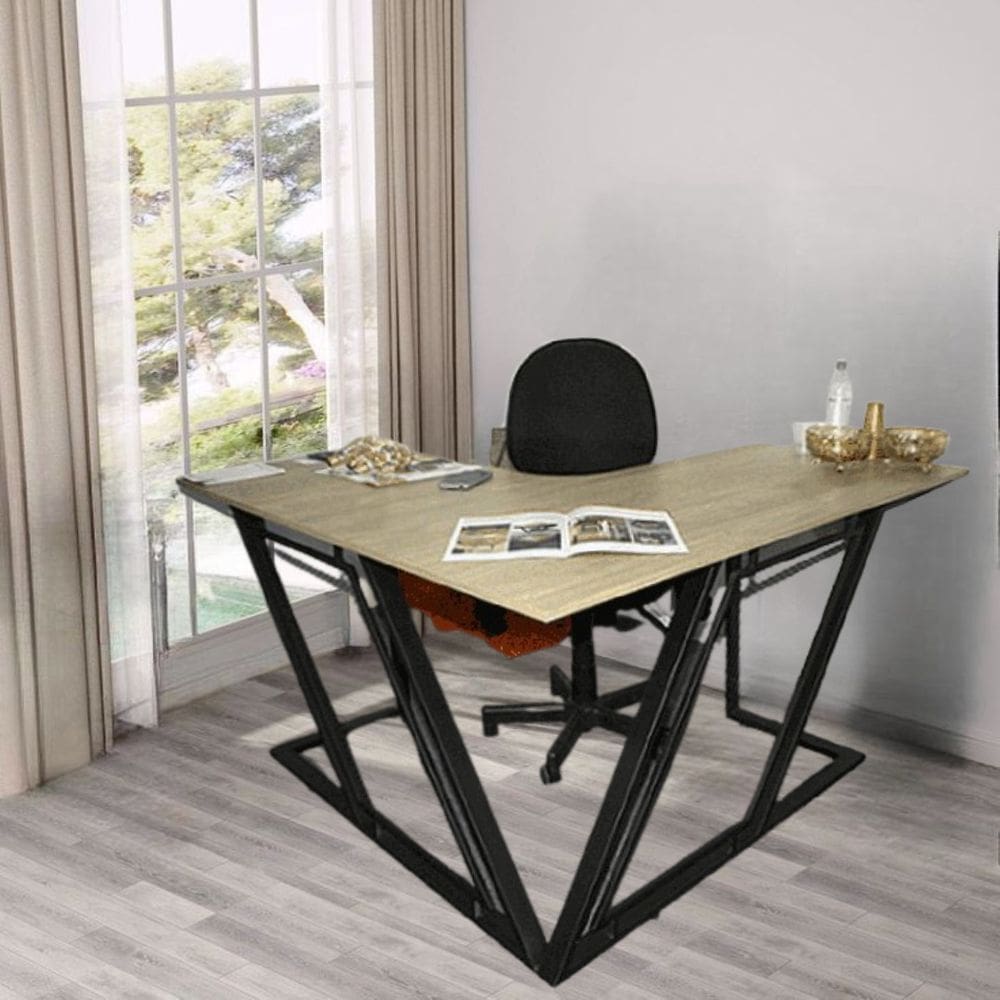 Mesa De Escritório Em L Aço/Mdf Estilo Industrial Mobbili Me-04
