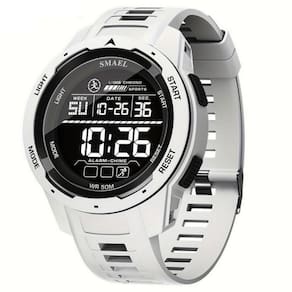 Relógio Esportivo Multifuncional Display Led Com Pulseira Tpu à Prova D`água Branco