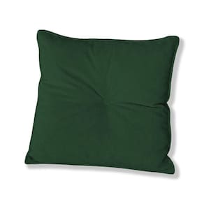 Almofada Quadrada Tina Com Botão Central Veludo - 7 Decor Verde Escuro