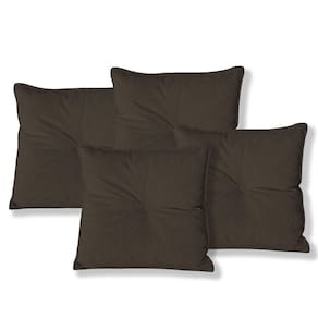 Kit 4 Almofadas Quadradas Tina Com Botão Central Boucle - 7 Decor Marrom