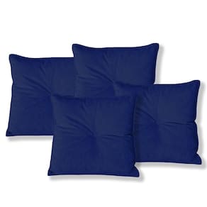 Kit 4 Almofadas Quadradas Tina Com Botão Central Veludo - 7 Decor Azul Marinho