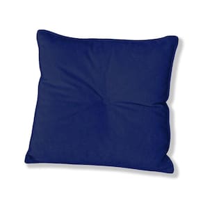 Almofada Quadrada Tina Com Botão Central Boucle - 7 Decor Azul Marinho