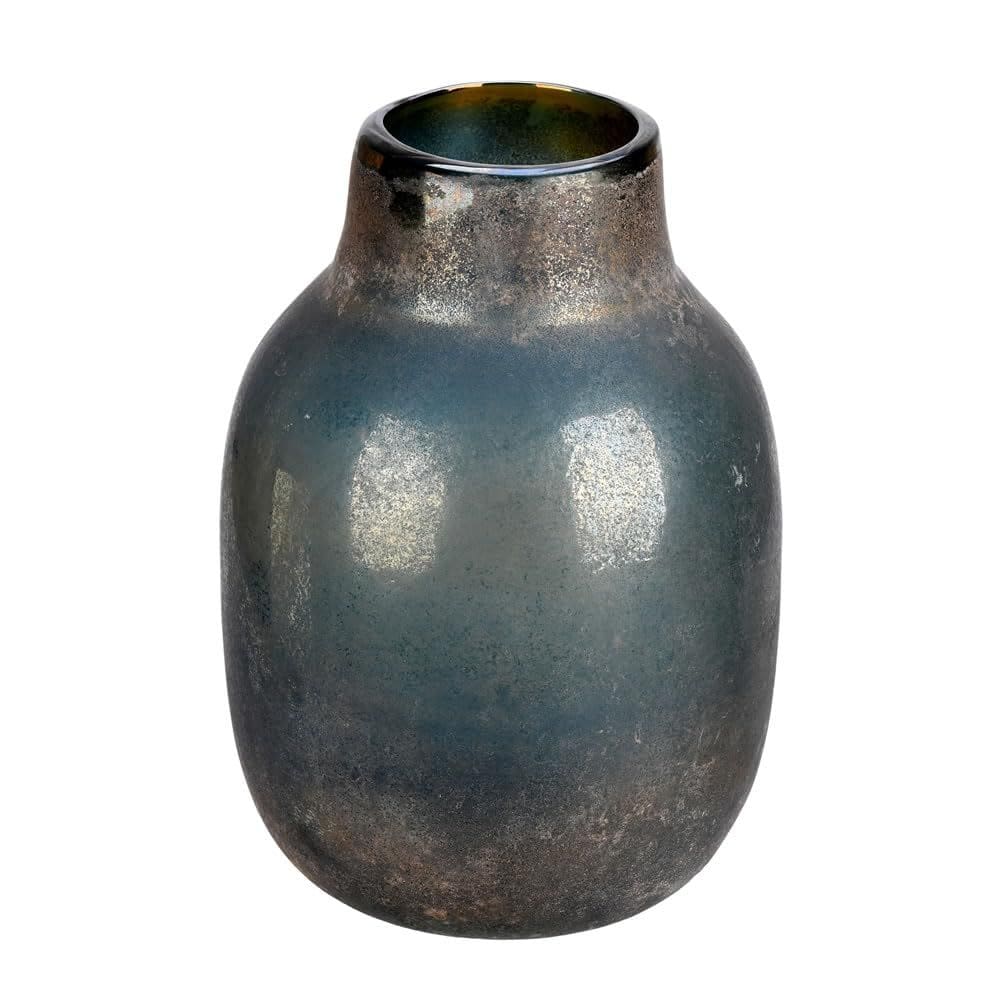 Vaso Vickerman, vidro redondo, 13 cm, cinza ardósia, soprado à mão