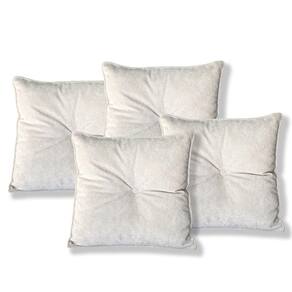 Kit 4 Almofadas Quadradas Tina Com Botão Central Boucle - 7 Decor Bege