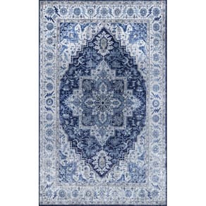 Tapete Area Momeni Karachi Blue 60cm x 90cm 100% poliéster
