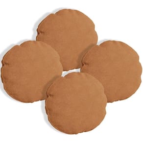 Kit 4 Almofadas Bolacha Redonda Cookie Veludo - 7 Decor Terracota