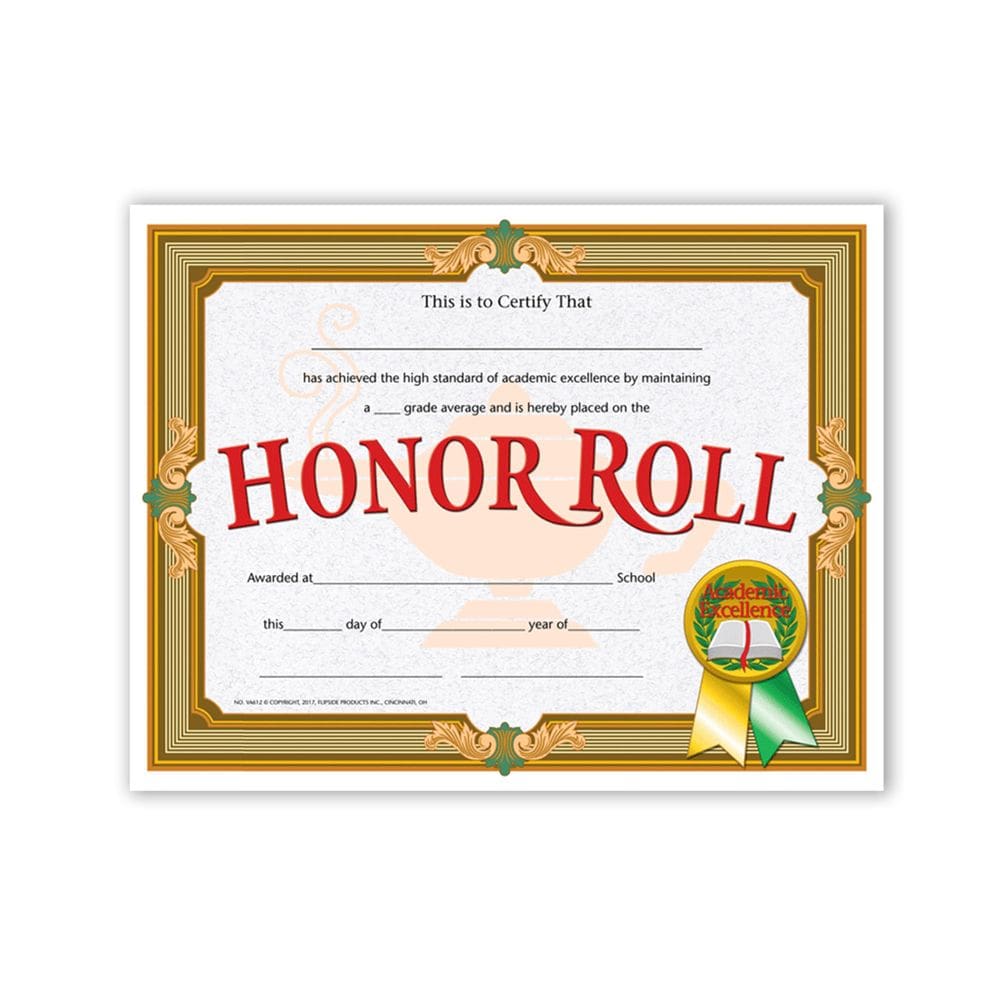 Certificate Flipside Products Honor Roll, pacote 30, 8,5 x 11 polegadas