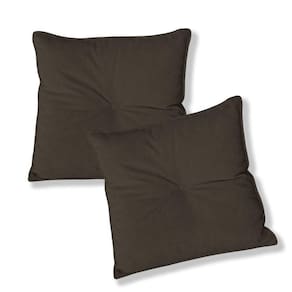 Kit 2 Almofadas Quadradas Tina Com Botão Central Boucle - 7 Decor Marrom