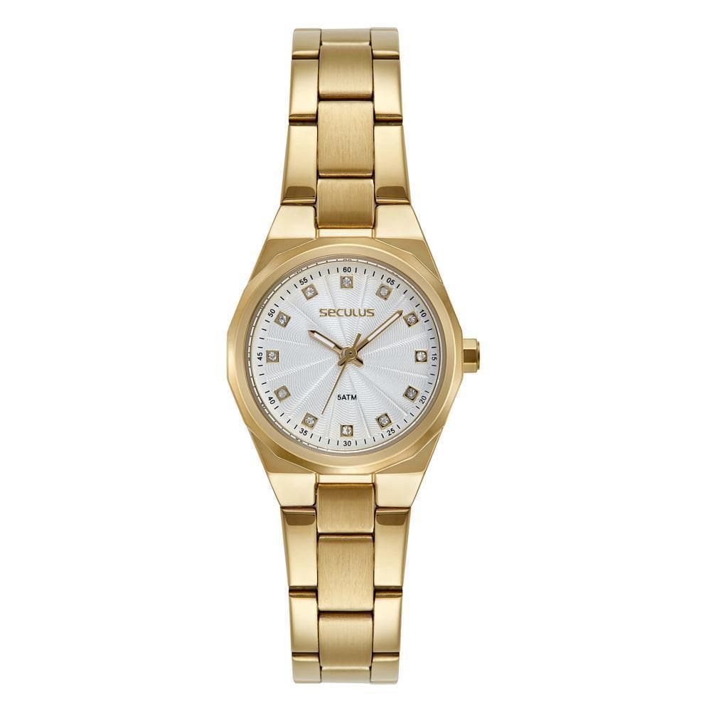 Relógio Seculus Feminino Ref: 23733Lpsvds1 Clássico Dourado
