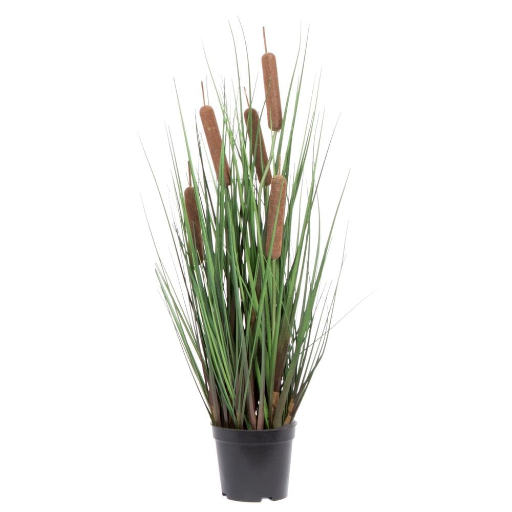 Grama reta verde em vaso artificial de 24 cm com vaso preto