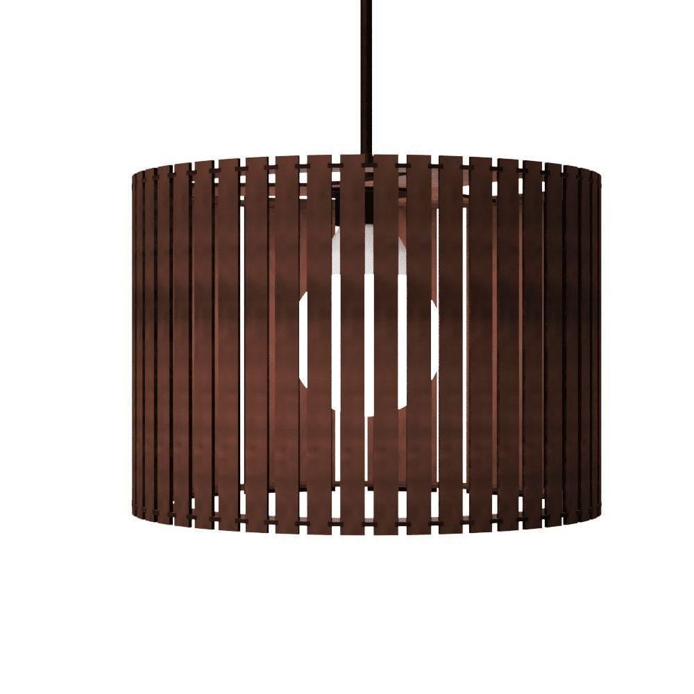 Luminária Pendente Berlim Modelo Ripado Marrom