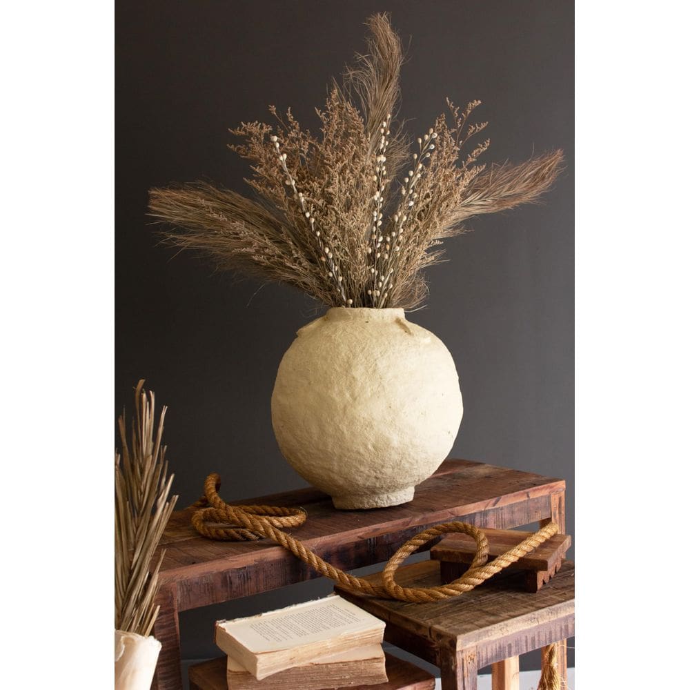 Urna decorativa Kalalou NMCC1346 Paper Mache 15cm Creme