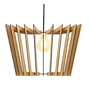 Luminária Teto Tipo Pendente Coroa Mdf Completa - Cor:mdf Cru