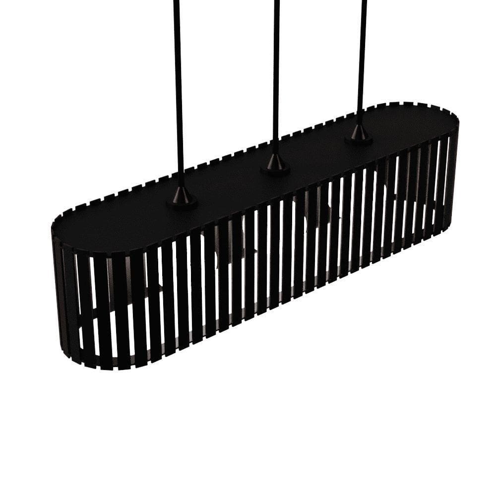 Luminária Pendente Via Láctea Modelo Ripado Preta