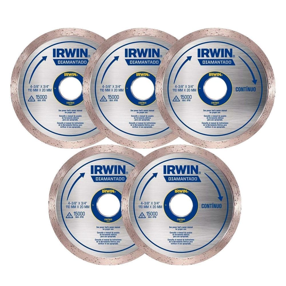Kit 5 Discos Diamantados Lisos 110x20mm IW13891 Irwin