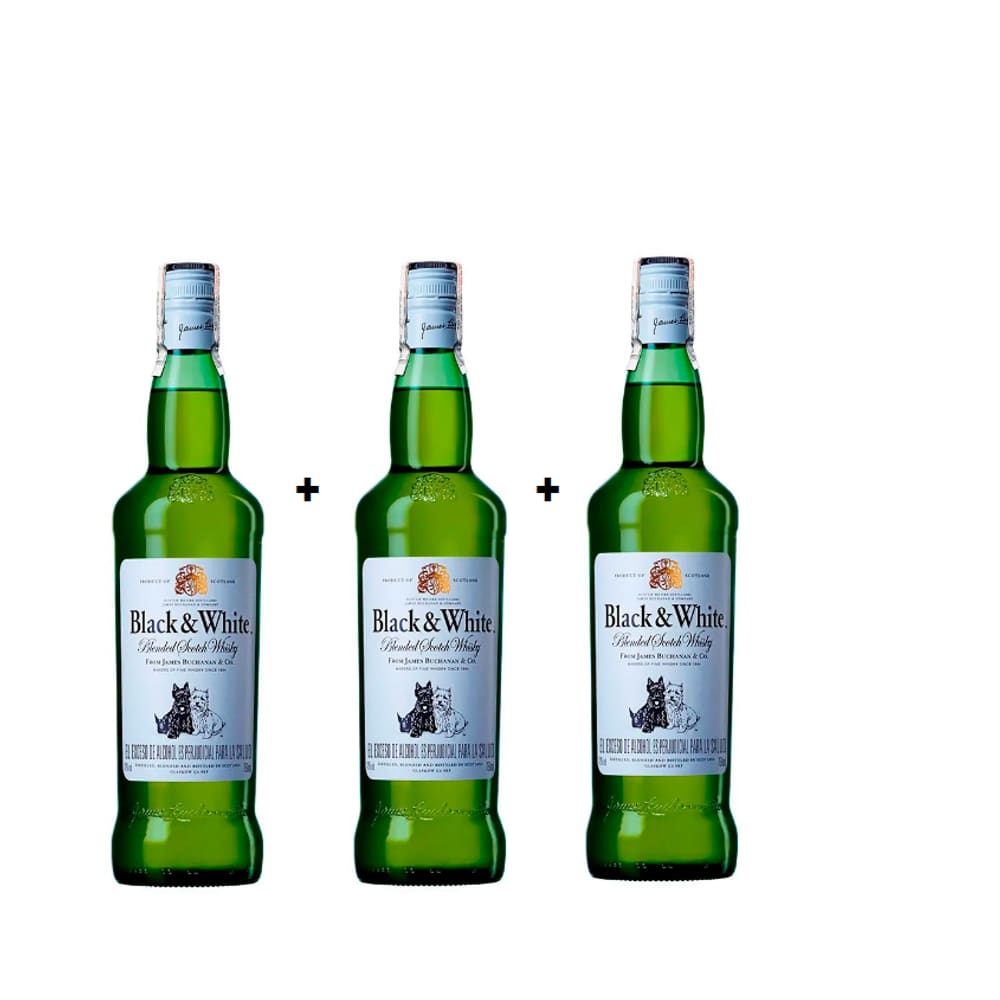 Whisky Black & White 700 Ml Kit Com 3 Unidades