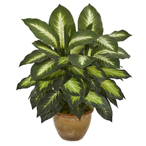 Planta artificial Dieffenbachia quase natural com vaso de cerâmica