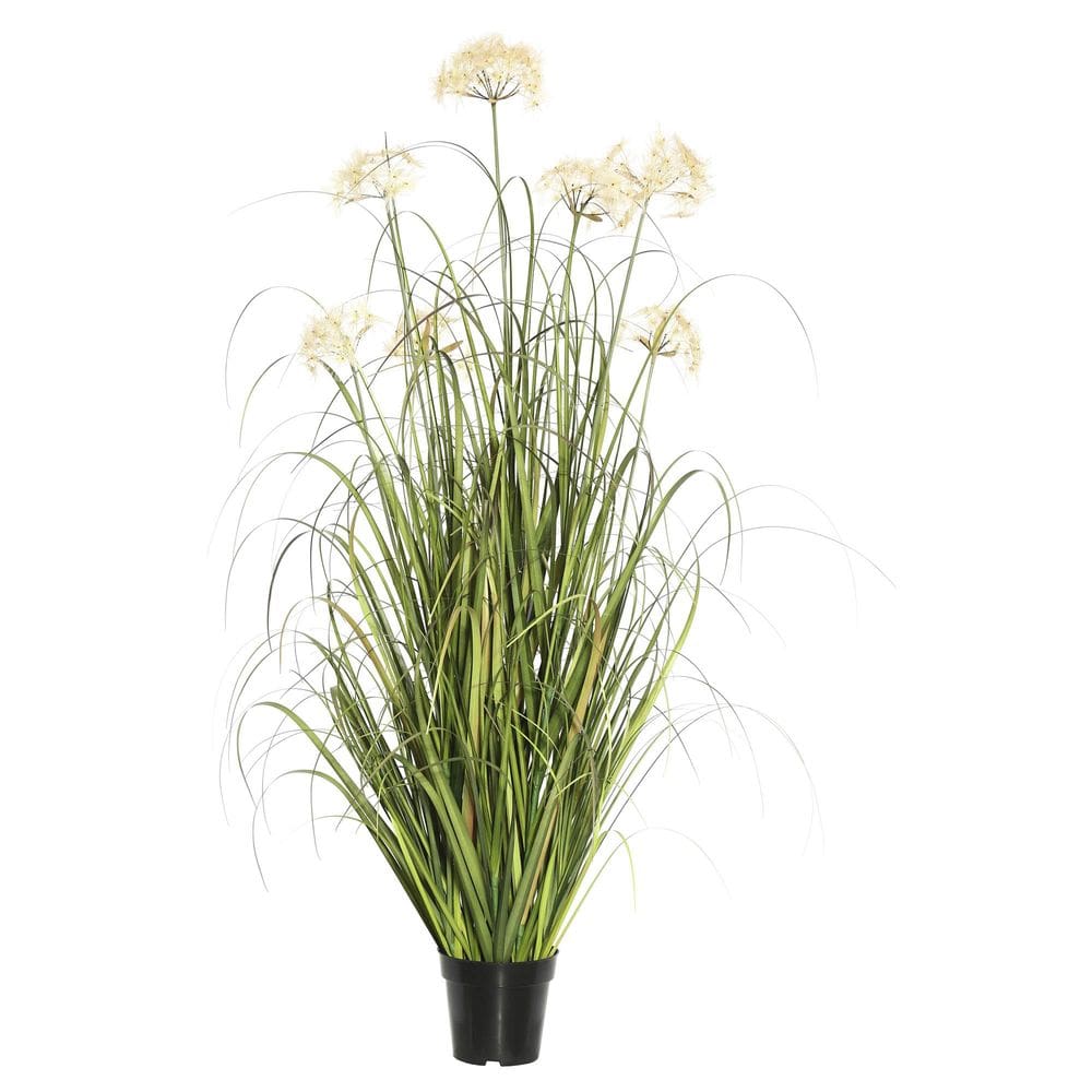 Decoração artificial de grama verde em vaso Vickerman 36cm com 4 dentes-de-leão