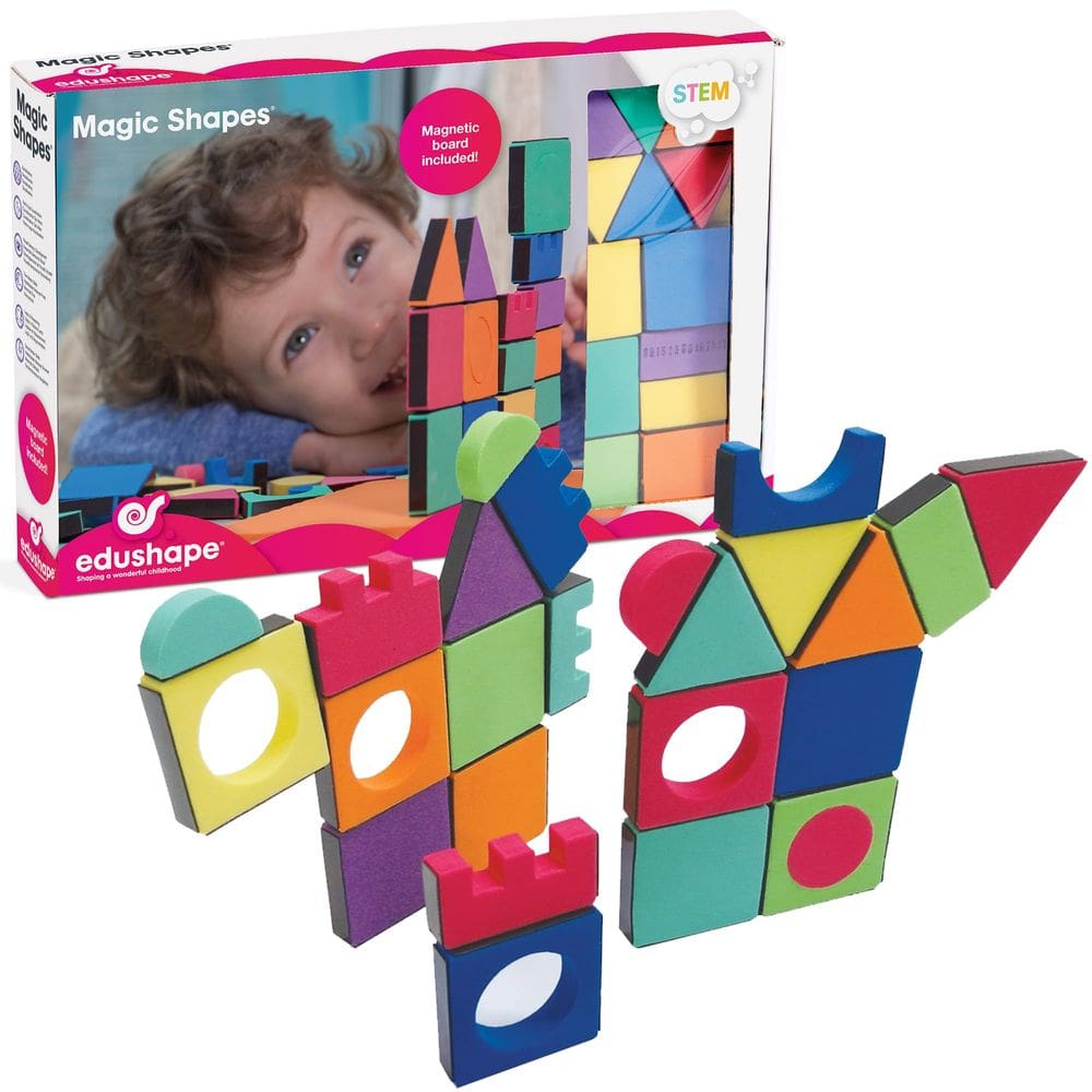 Blocos de construção Edushape Magic Shapes Magnetic 54 peças