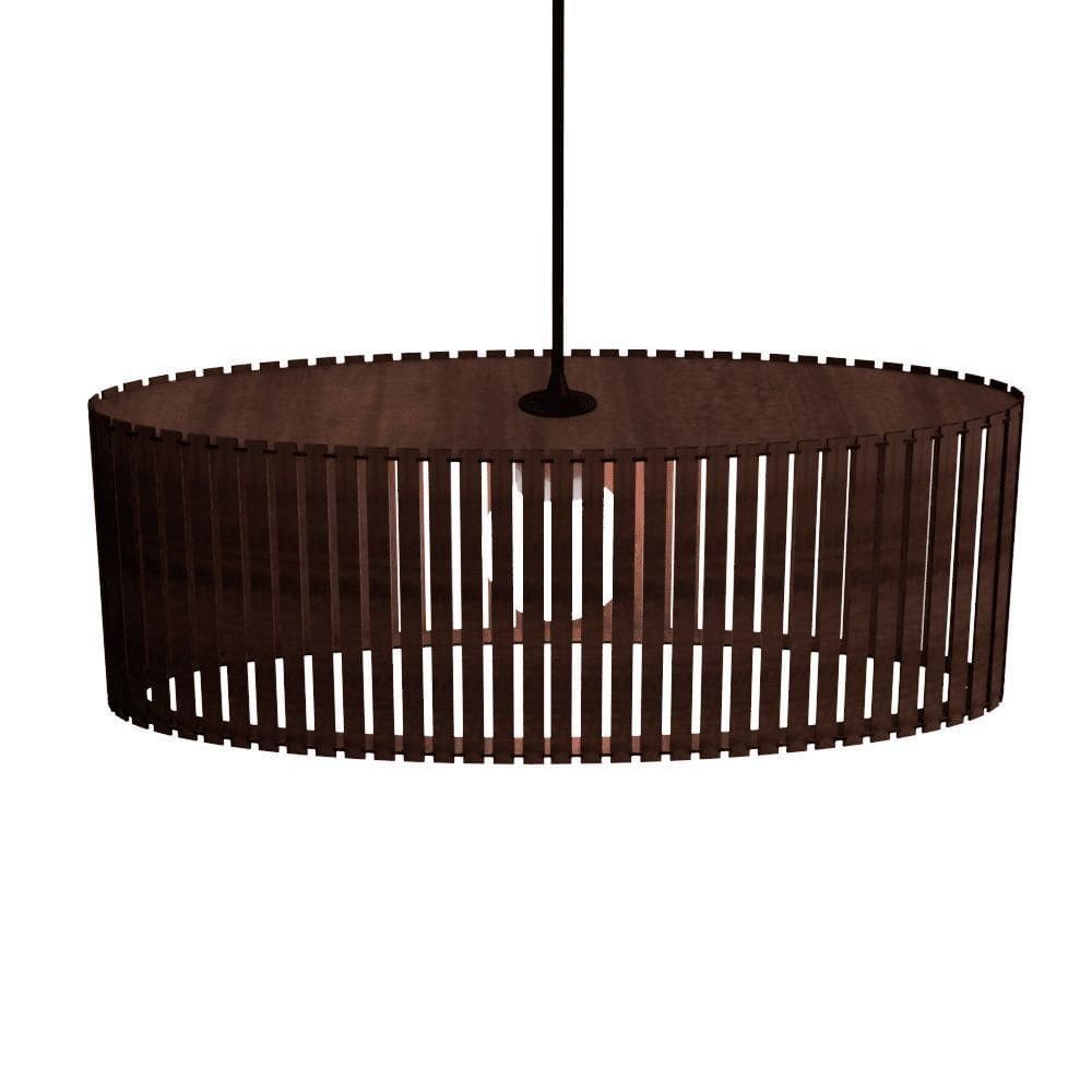 Luminária Pendente Zepelim Modelo Ripado Marrom