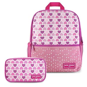 Conjunto Estojo Tamanho Médio Rosa Sapeka E Mochila Sapeka Coração Rosa Mochila