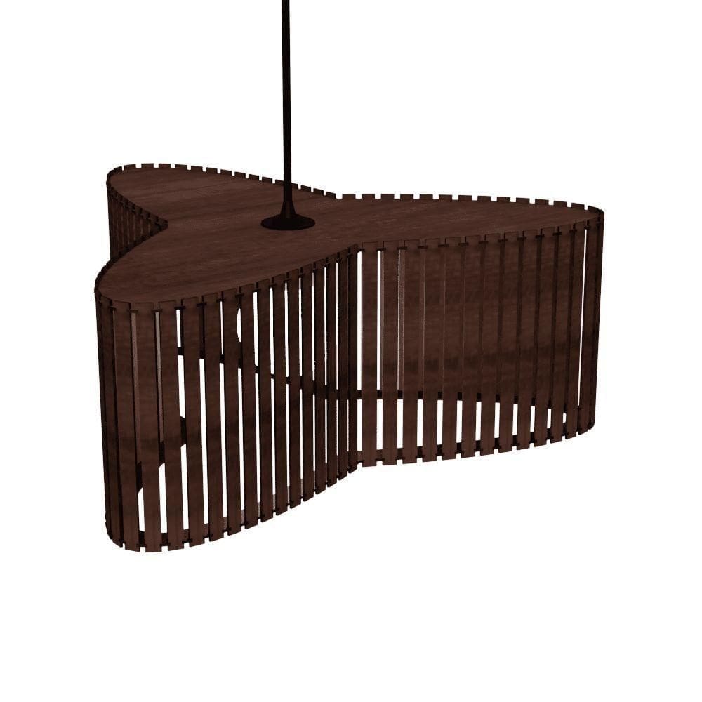 Luminária Pendente Trevo Modelo Ripado Marrom
