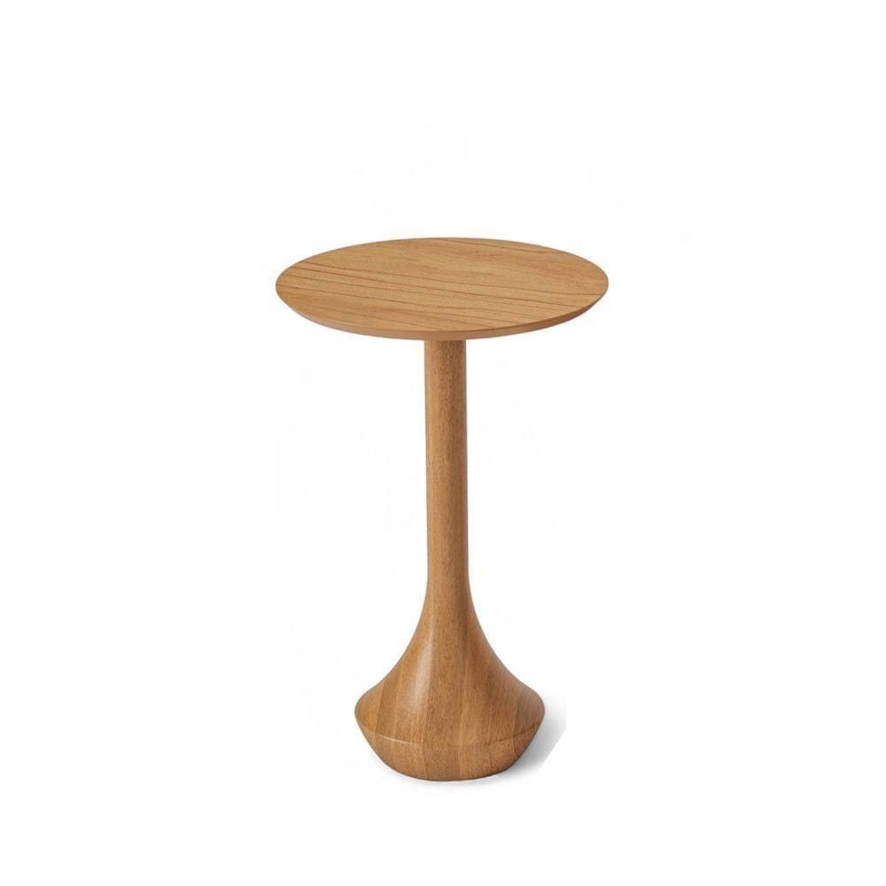 Mesa De Canto Redonda De Madeira Mahal Medida Altura: 63cm Cor Champagne
