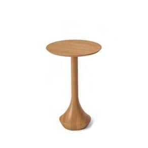 Mesa De Canto Redonda De Madeira Mahal Medida Altura: 63cm Cor Champagne