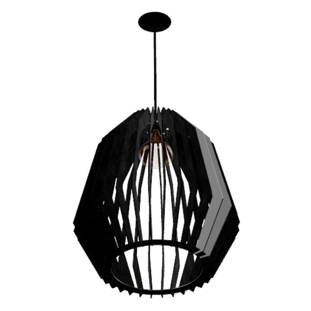 Luminária Teto Tipo Pendente Amazonas Mdf Completa - Cor:preta