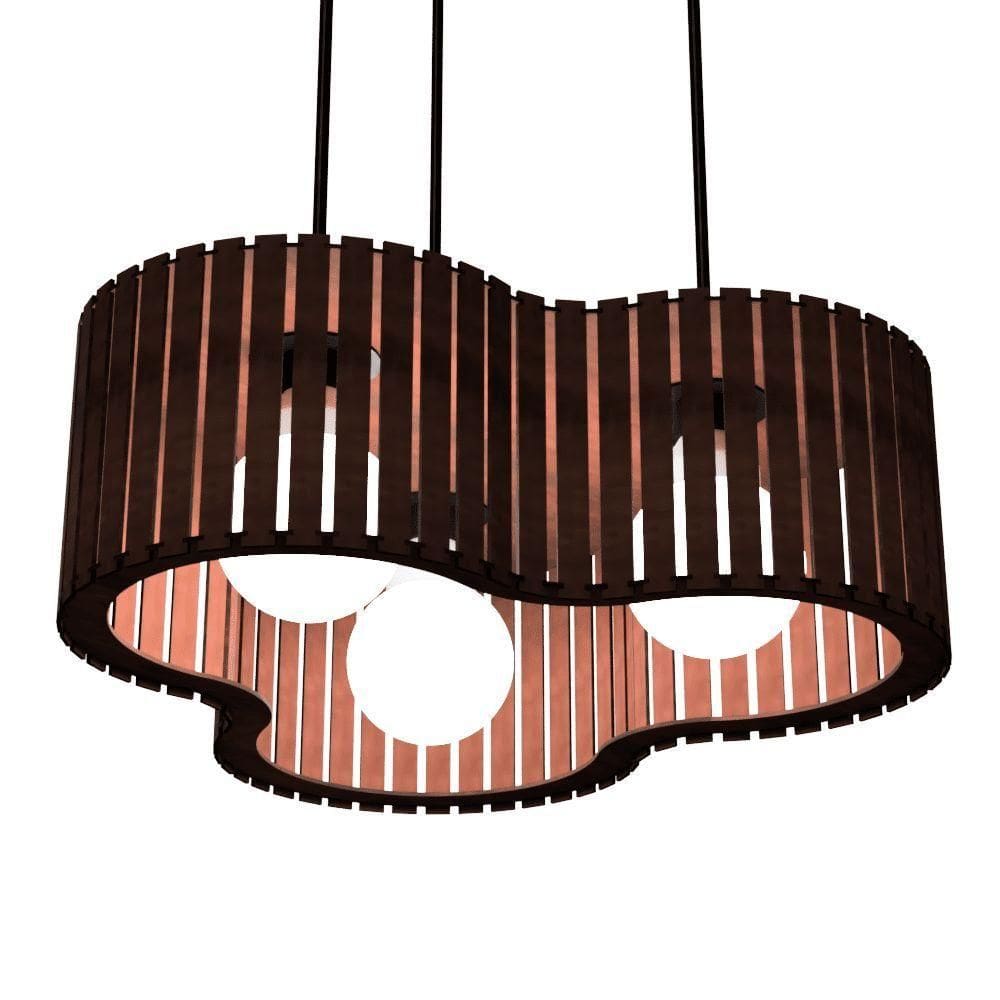 Luminária Pendente Crepusculo Modelo Ripado Marrom