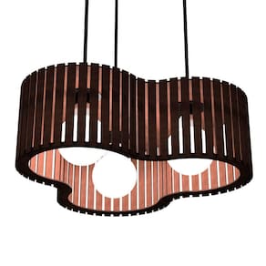 Luminária Pendente Crepusculo Modelo Ripado Marrom
