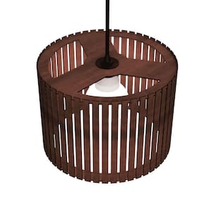 Luminária Pendente Sirius Modelo Ripado Marrom