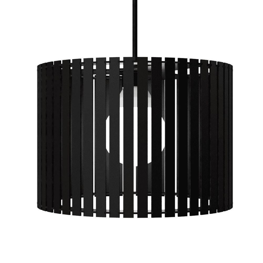 Luminária Pendente Sirius Modelo Ripado Preta