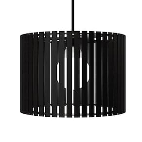 Luminária Pendente Sirius Modelo Ripado Preta