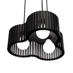 Luminária Pendente Crepusculo Modelo Ripado Preta