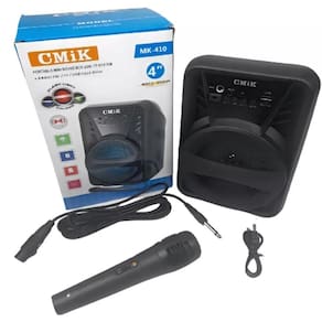 Caixa De Som Amplificadora Radio Bluetooth Karaoke Microfone Portatil Led Usb Sd