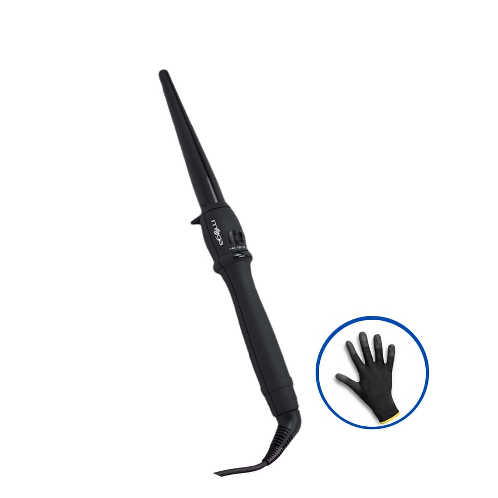 Modelador De Cachos Mega Conic Black 25Mm Bivolt + Luva De Proteção