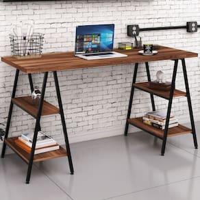 Mesa para Escritório Win 4 Prateleiras Nogal - Pnr Móveis