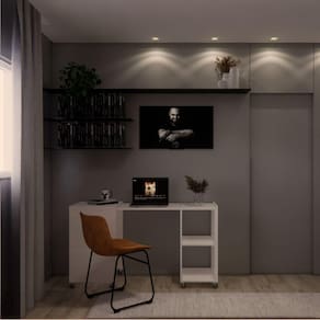 Mesa Retrátil Compacta Mdf 15mm Branco Home Office Estudo Otimiza Espaço