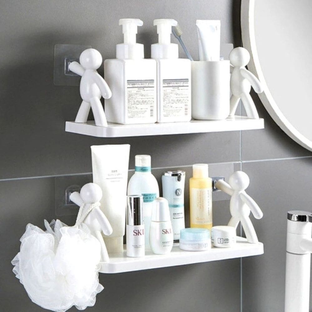 Kit 2 Suporte Prateleira com Adesivo Decoração Para Sala Cozinha Banheiro Prateleira Organizador