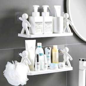 Kit 2 Suporte Prateleira com Adesivo Decoração Para Sala Cozinha Banheiro Prateleira Organizador