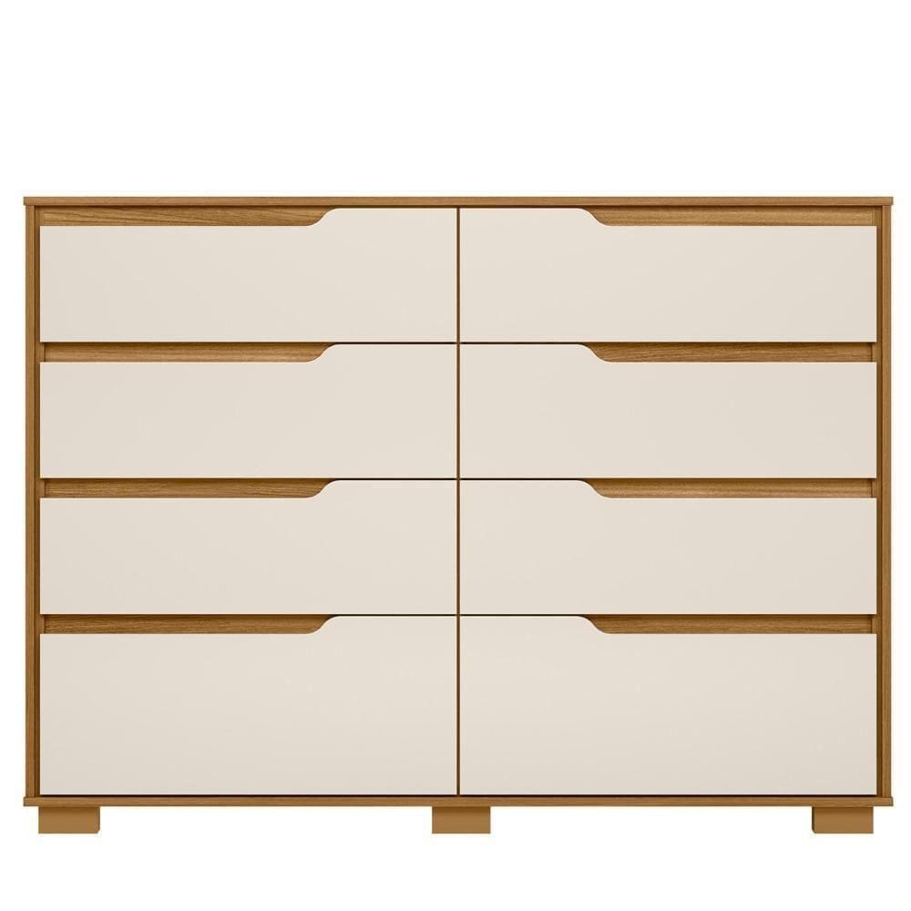 Cômoda Para Quarto 8 Gavetas 147cm Parma M07 Freijó-off White - Mpozenato