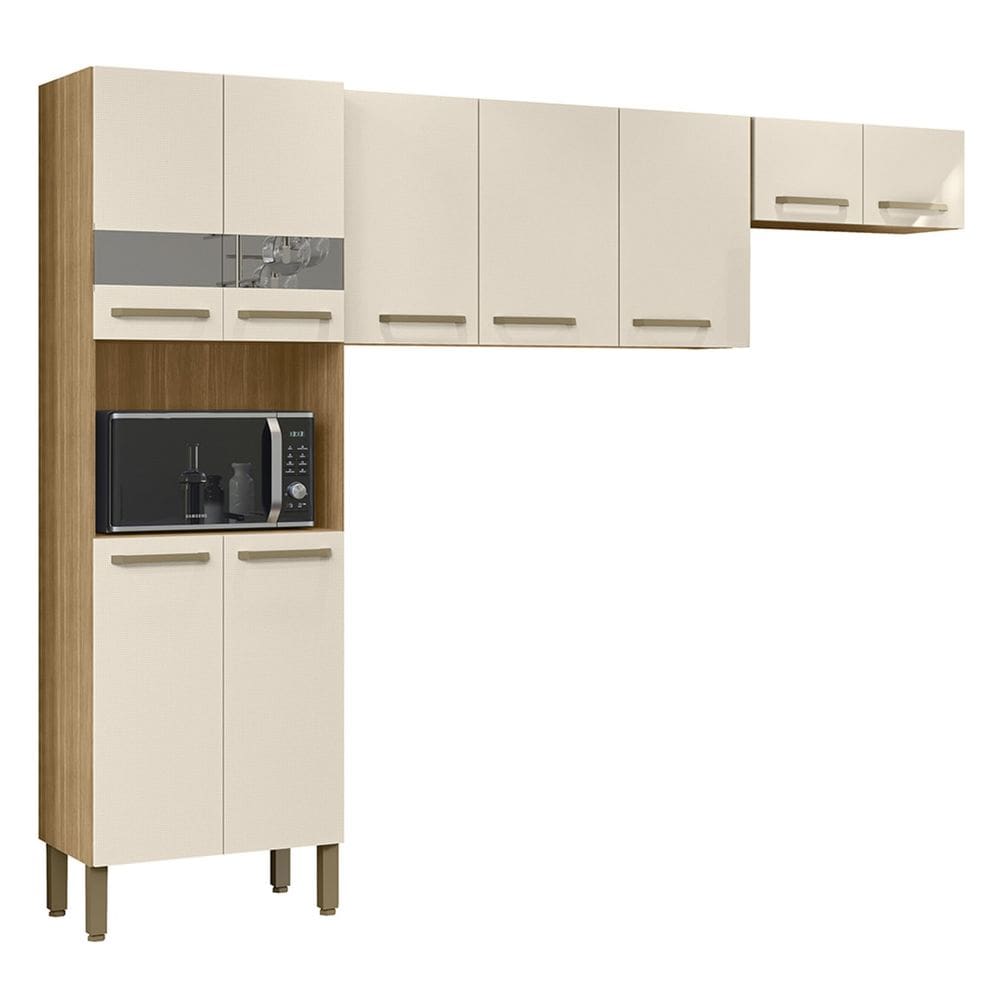 Armário de Cozinha Compacta 251cm Louis Plus Freijó/Soft Z06 - Mpozenato